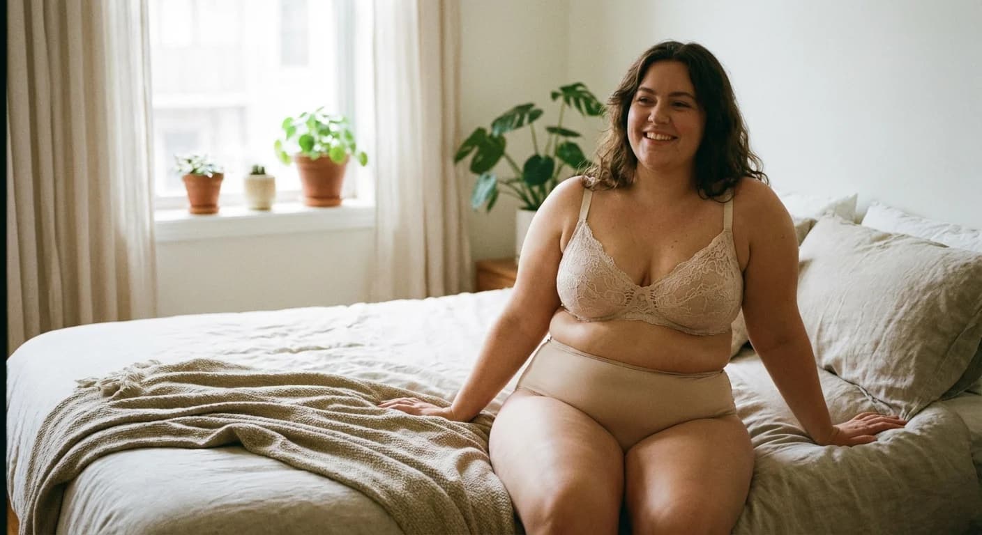 Stylish morning setup with cozy clothes and accessories on a bed.